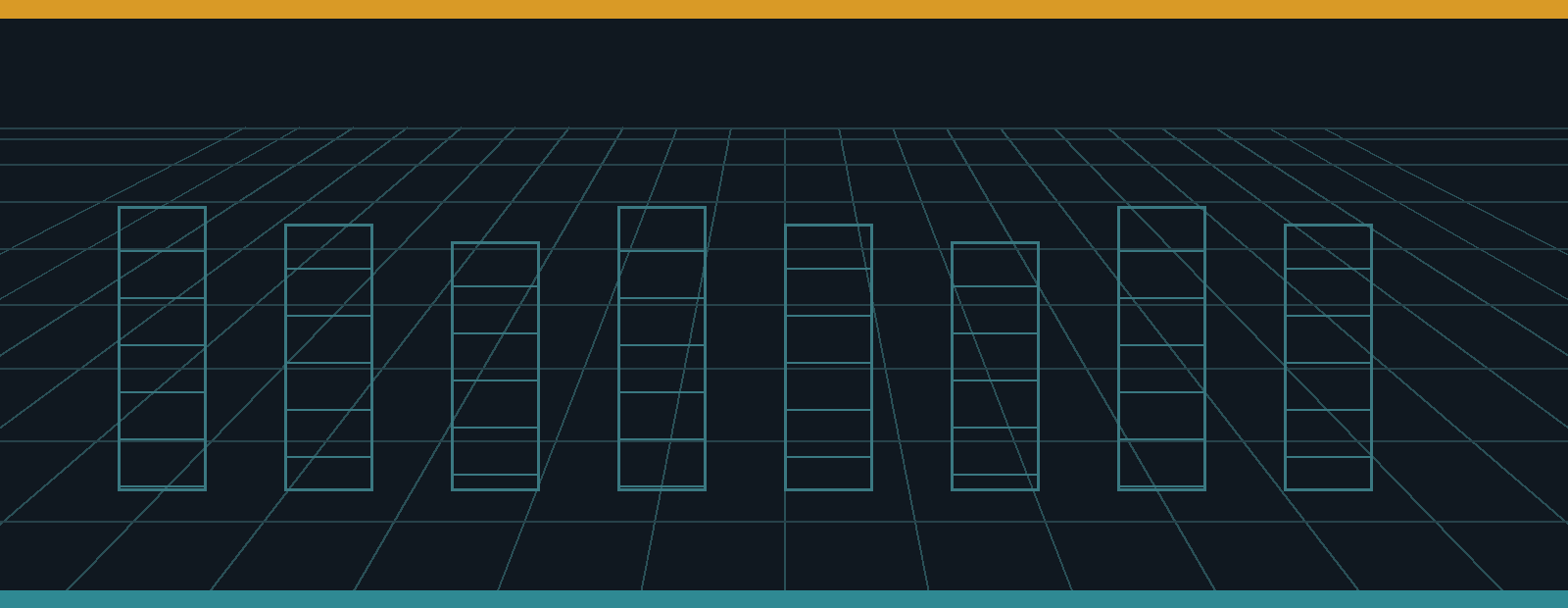 Wireframe fragment showing physical warehouse geometry translated into a software model